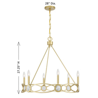Minette Six Light Chandelier in Spun Gold