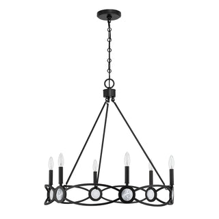 Minette Six Light Chandelier in Matte Black