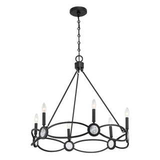 Minette Six Light Chandelier in Matte Black