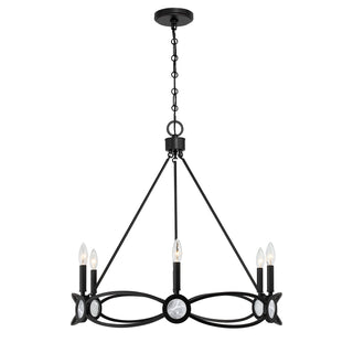 Minette Six Light Chandelier in Matte Black