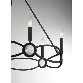 Minette Six Light Chandelier in Matte Black