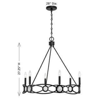 Minette Six Light Chandelier in Matte Black