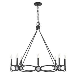 Minette Eight Light Chandelier in Matte Black