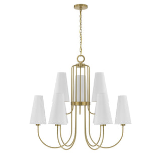 Wilkes Nine Light Chandelier in Warm Brass