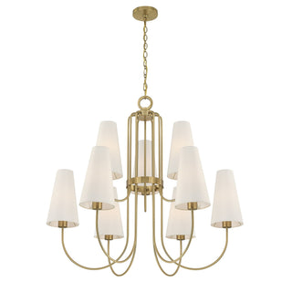Wilkes Nine Light Chandelier in Warm Brass