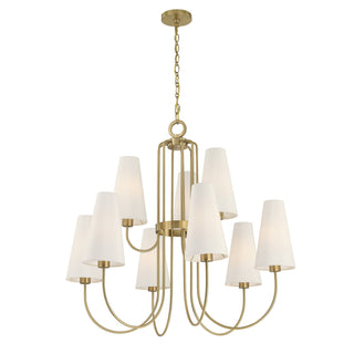 Wilkes Nine Light Chandelier in Warm Brass