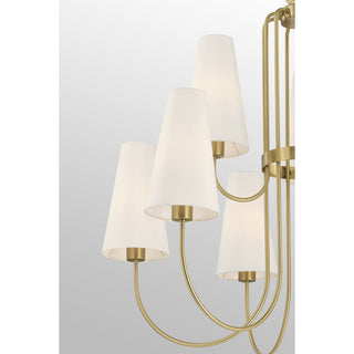 Wilkes Nine Light Chandelier in Warm Brass