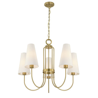 Wilkes Five Light Chandelier in Warm Brass