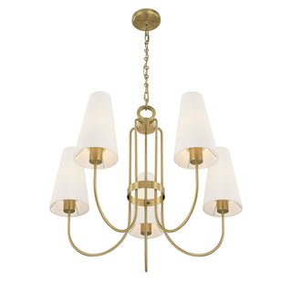 Wilkes Five Light Chandelier in Warm Brass
