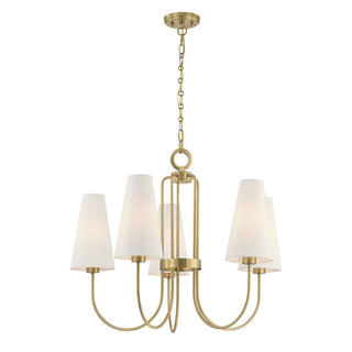 Wilkes Five Light Chandelier in Warm Brass