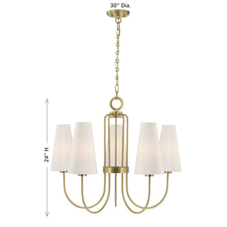 Wilkes Five Light Chandelier in Warm Brass