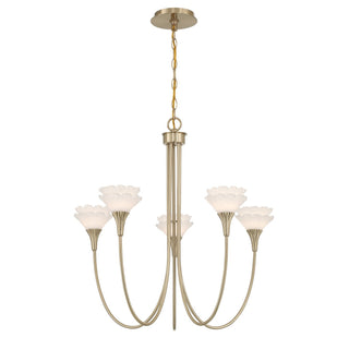 Florena Five Light Chandelier in Noble Brass