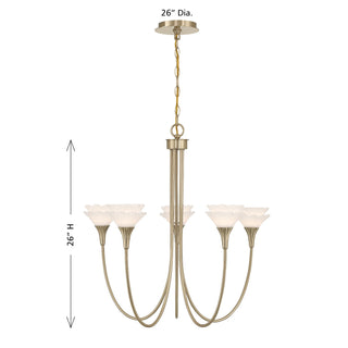 Florena Five Light Chandelier in Noble Brass