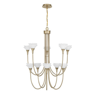 Florena Ten Light Chandelier in Noble Brass