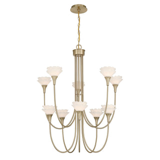 Florena Ten Light Chandelier in Noble Brass