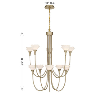 Florena Ten Light Chandelier in Noble Brass