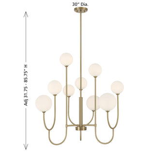Chester Nine Light Chandelier in Noble Brass