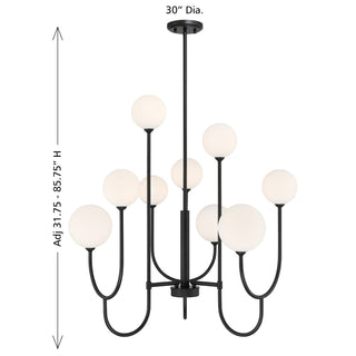 Chester Nine Light Chandelier in Matte Black