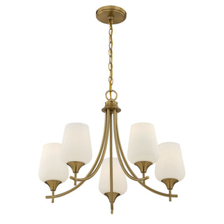 Octave Five Light Chandelier in Warm Brass