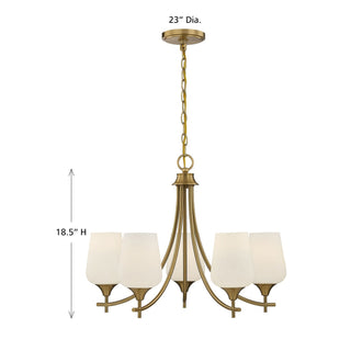 Octave Five Light Chandelier in Warm Brass