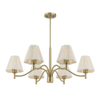 Rosa Six Light Chandelier in Noble Brass