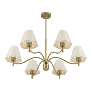 Rosa Six Light Chandelier in Noble Brass