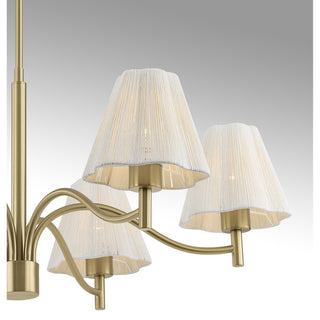 Rosa Six Light Chandelier in Noble Brass
