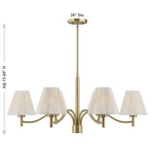 Rosa Six Light Chandelier in Noble Brass