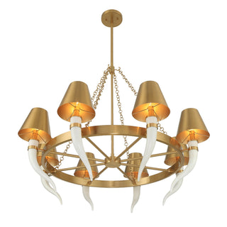 Hearne Eight Light Chandelier in Warm Brass