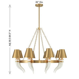 Hearne Eight Light Chandelier in Warm Brass