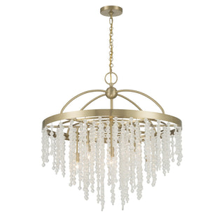 Jeanette Eight Light Chandelier in Noble Brass