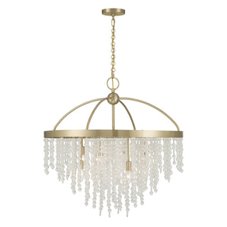 Jeanette Eight Light Chandelier in Noble Brass