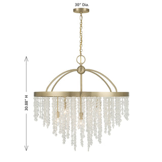 Jeanette Eight Light Chandelier in Noble Brass