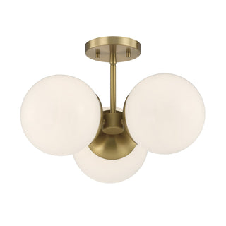 Turin Three Light Chandelier in Warm Brass