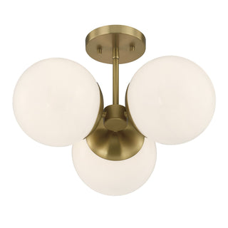 Turin Three Light Chandelier in Warm Brass
