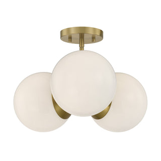 Turin Three Light Chandelier in Warm Brass
