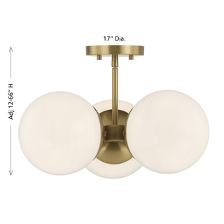 Turin Three Light Chandelier in Warm Brass