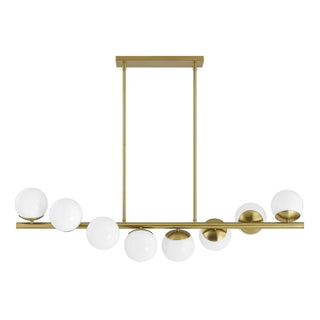 Turin Eight Light Linear Chandelier in Warm Brass