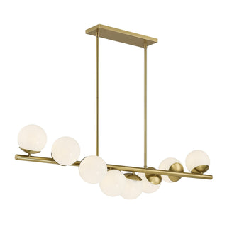 Turin Eight Light Linear Chandelier in Warm Brass