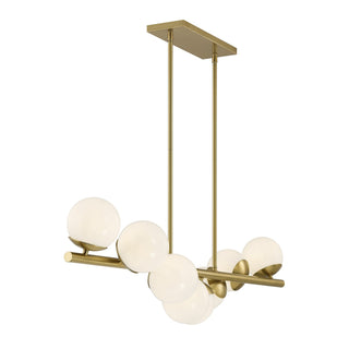 Turin Eight Light Linear Chandelier in Warm Brass