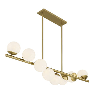 Turin Eight Light Linear Chandelier in Warm Brass