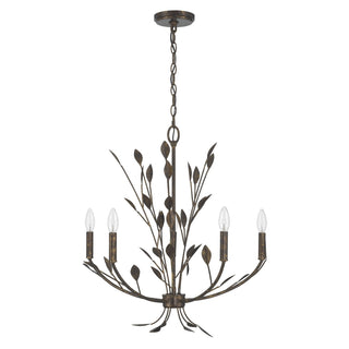 Laska Five Light Chandelier in Enchanted Bronze