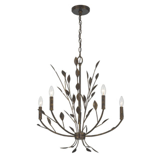 Laska Five Light Chandelier in Enchanted Bronze