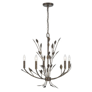 Laska Five Light Chandelier in Enchanted Bronze