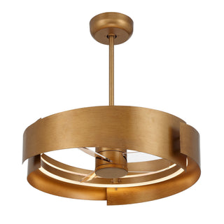 Amiena LED Fan D'Lier in Gold Patina