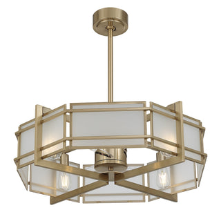 Canterbury Four Light Fan D'Lier in Noble Brass