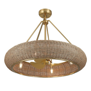 Gaia Four Light Fan D'Lier in Warm Brass