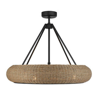 Gaia Six Light Fan D'Lier in Matte Black