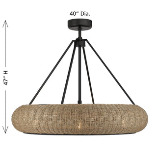 Gaia Six Light Fan D'Lier in Matte Black