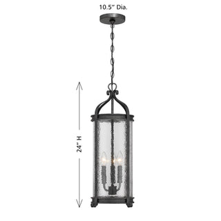 Preston Three Light Outdoor Hanging Lantern in Iron Oxide